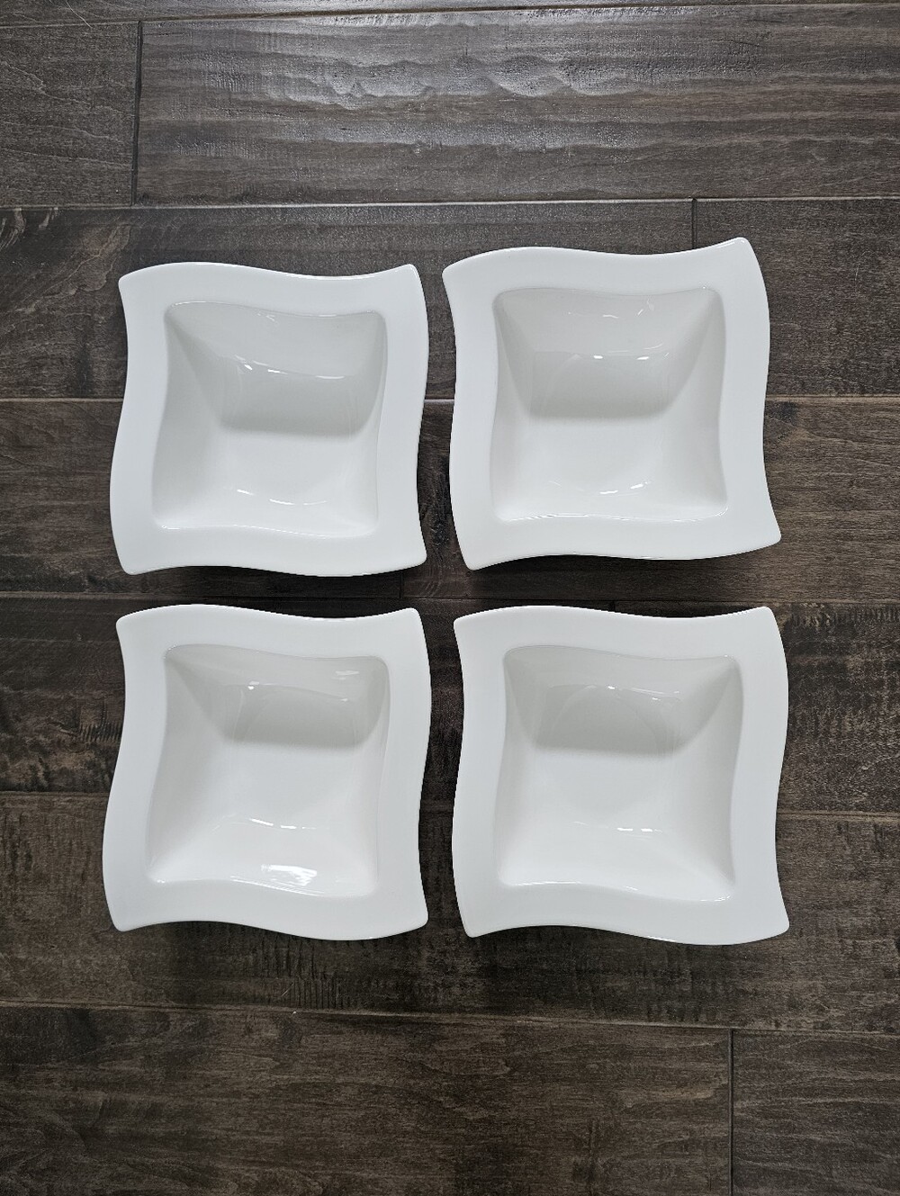 Villeroy & Boch New Wave 6.5" Square Small Bowls White Porcelain – Qty 4